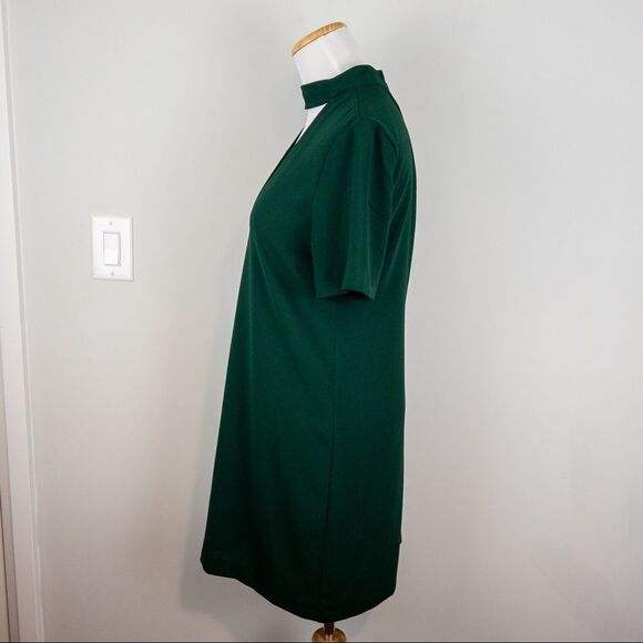 Zara Woman Dark Green Choker Mini Dress Size XS Shift Shortsleeve Modern - Picture 6 of 9